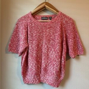 Yardworks pull over red & white Crew Neck Sweater size L short sleeve twist knit